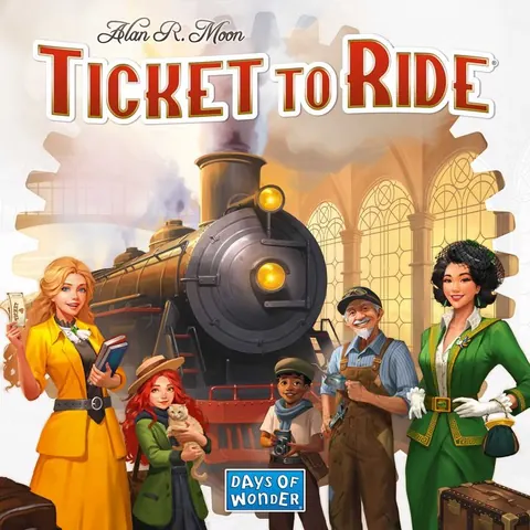 Ticket to Ride (2025 edition) cover: travellers waiting beside a steam train at a station